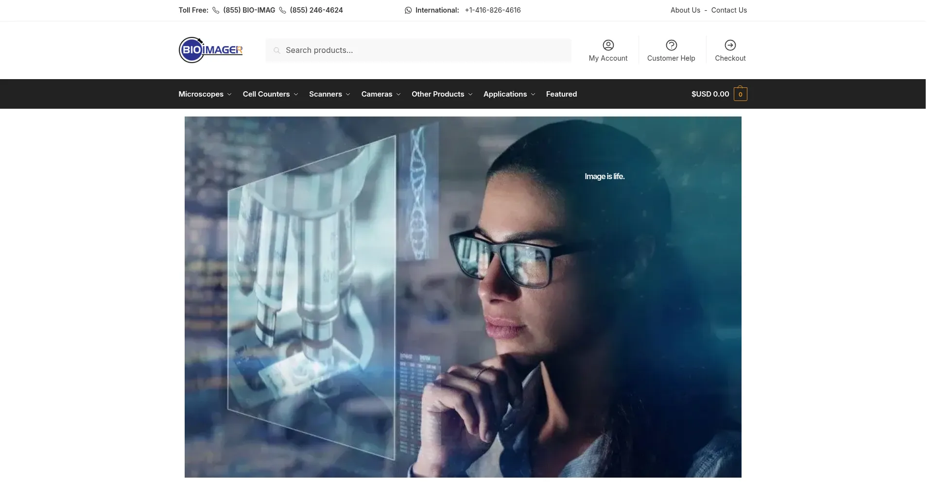 Website screenshot of Bioimager.com