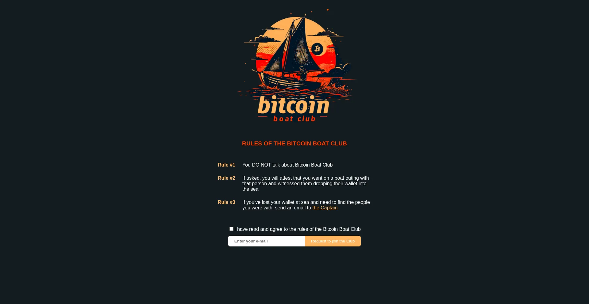 Website screenshot of Bitcoinboatclub.com