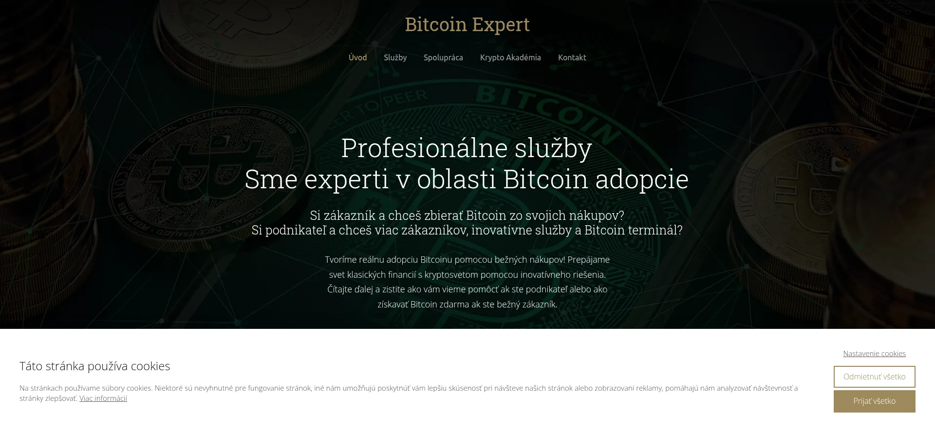 Website screenshot of Bitcoinexpert.pro