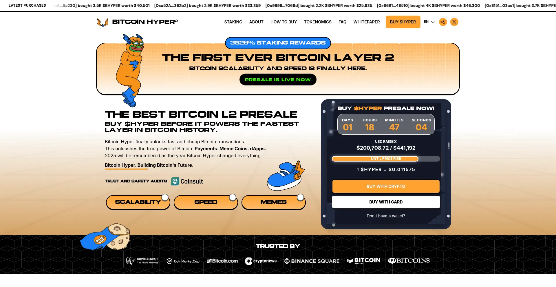 Website screenshot of Bitcoinhyper.com