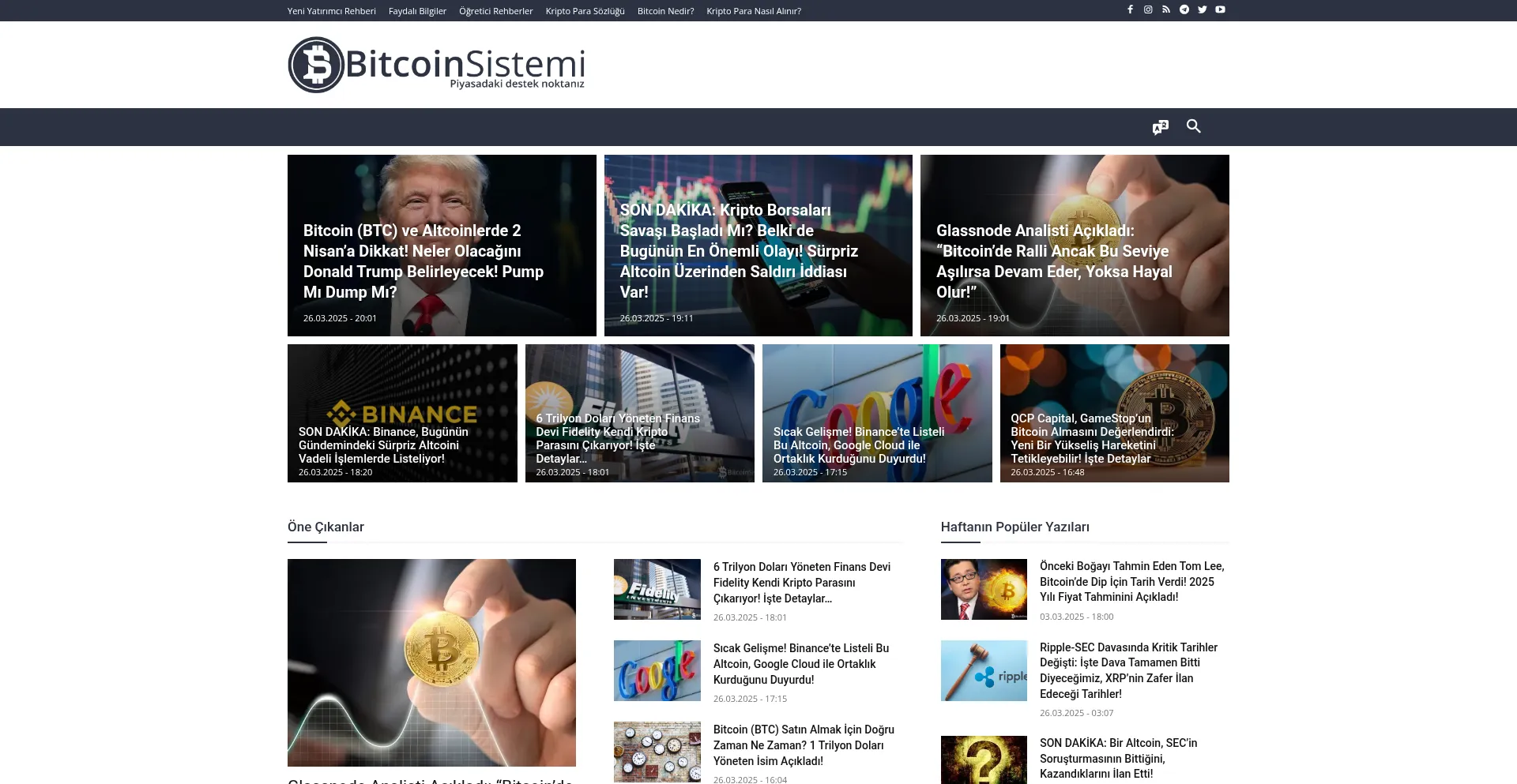 Website screenshot of Bitcoinsistemi.com