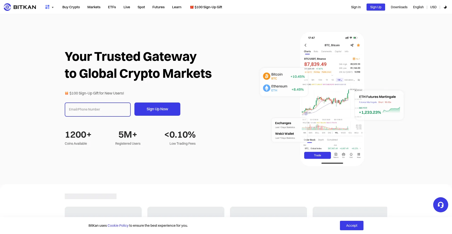 Website screenshot of Bitkan.com