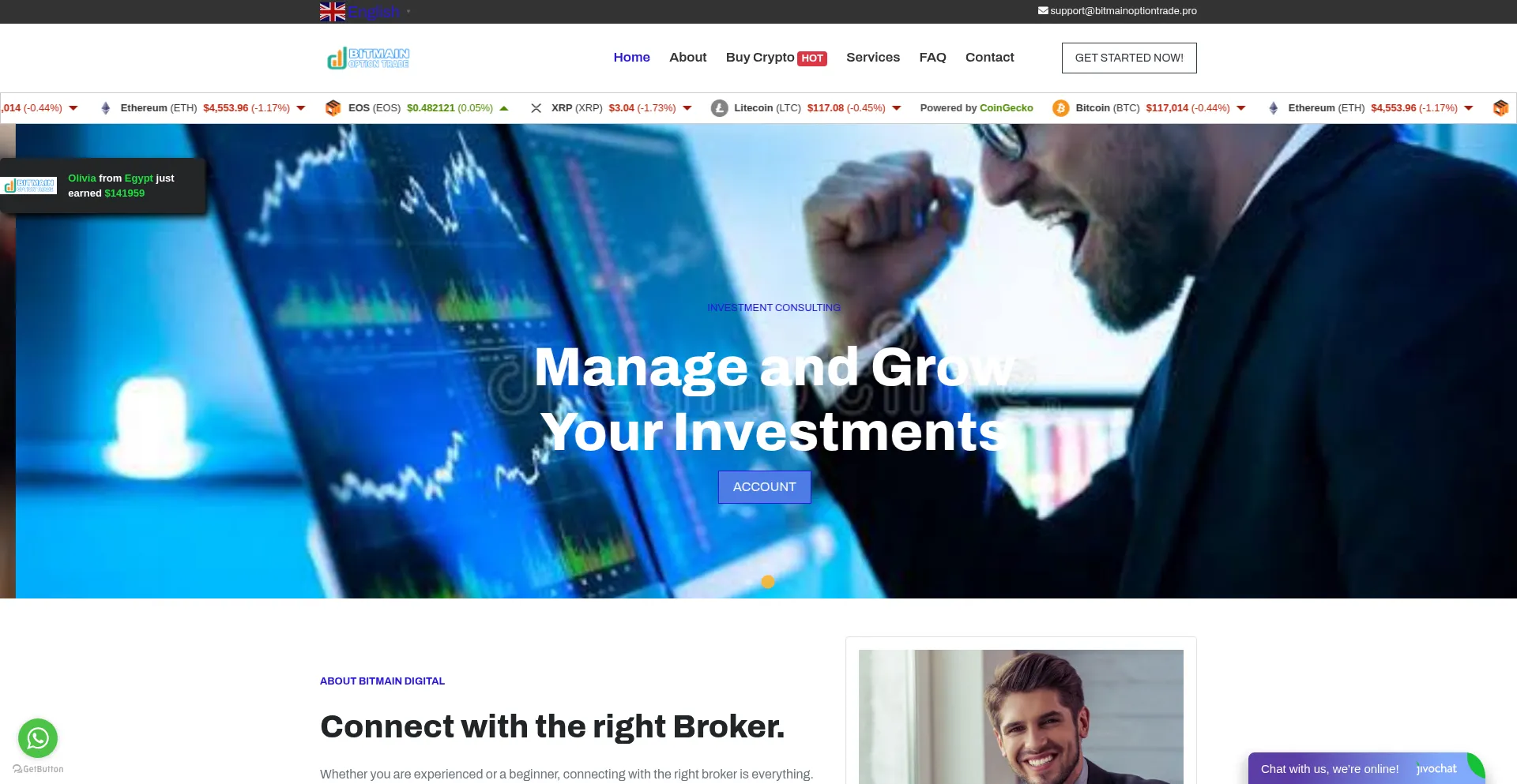 Bitmainoptiontrade.pro Screenshot