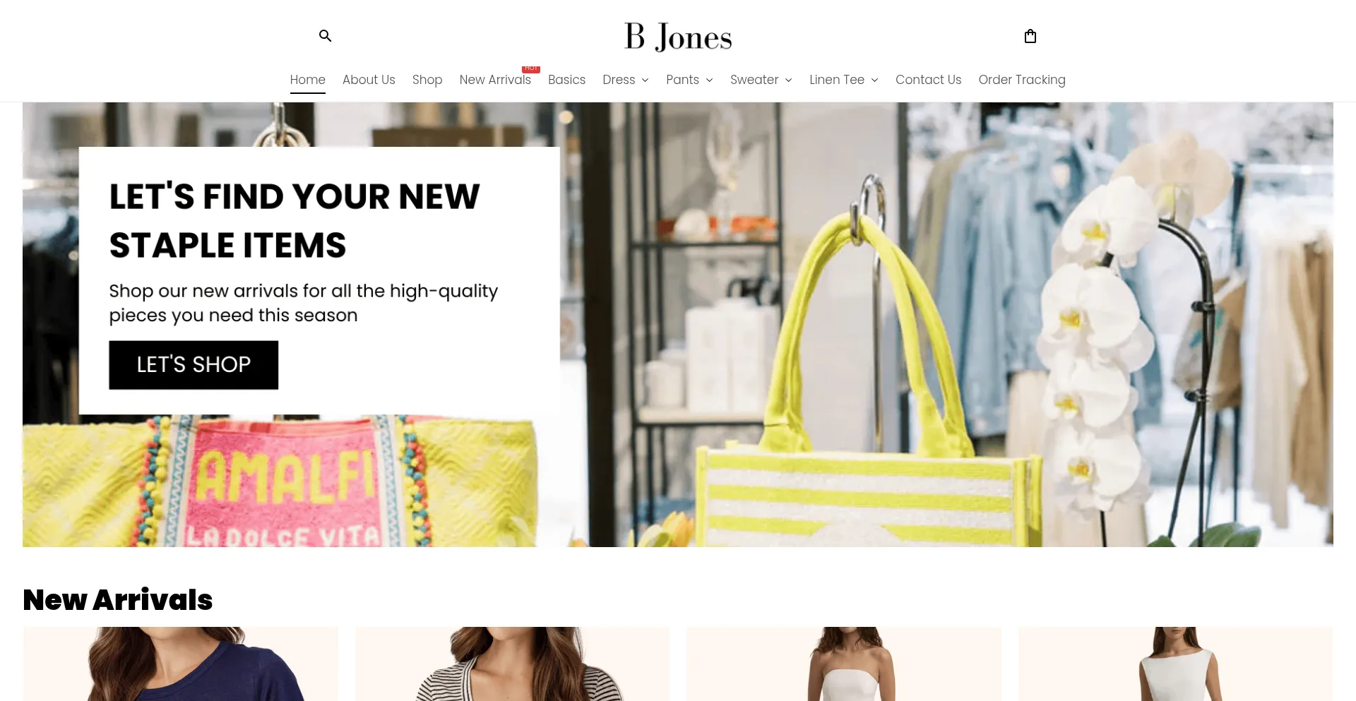 Website screenshot of Bjones.store