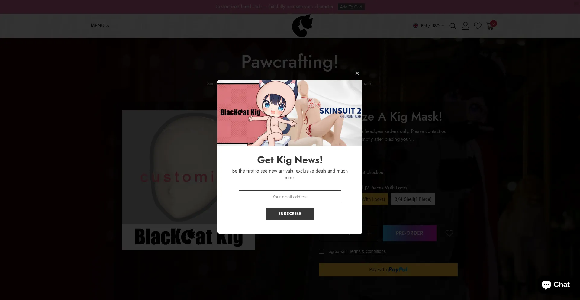 Website screenshot of Blackcatkig.com