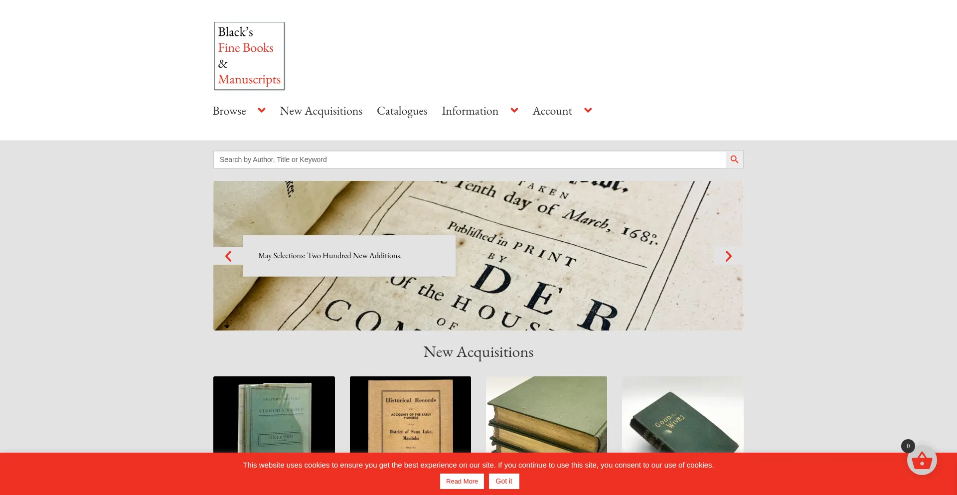 Website screenshot of Blacksbooks.ca