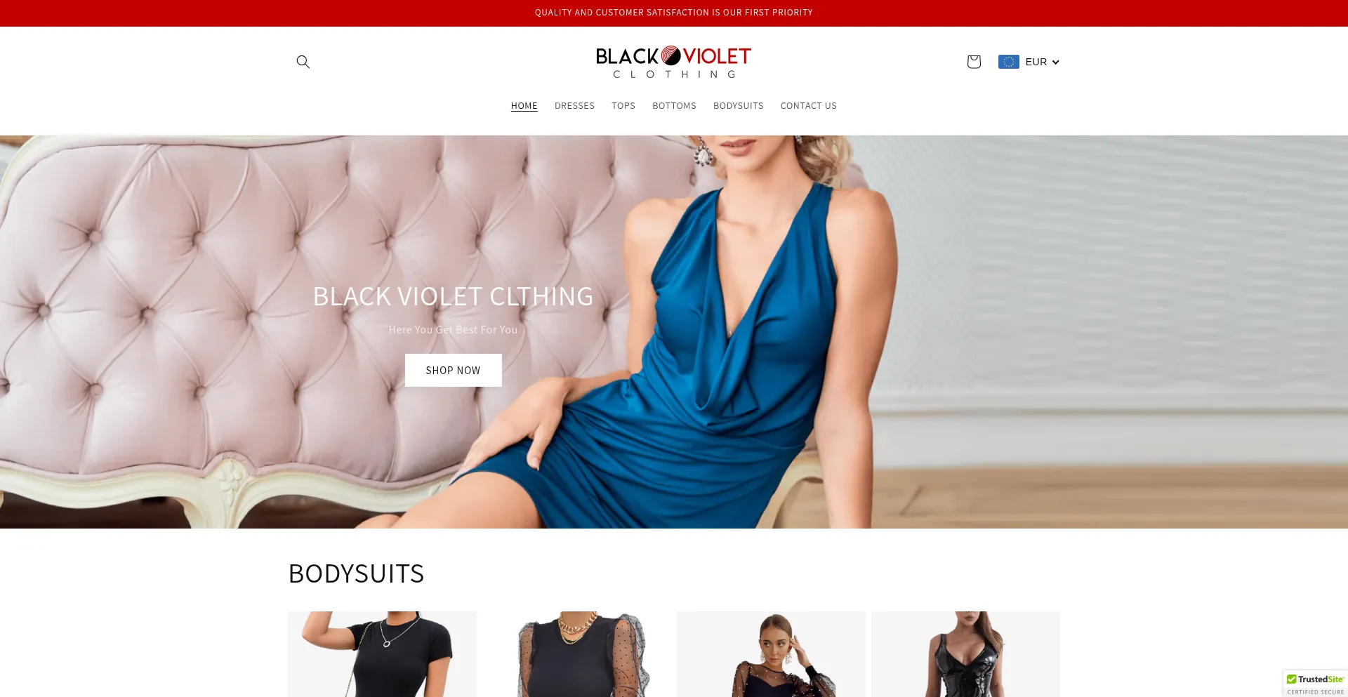 Website screenshot of Blackvioletclothing.com