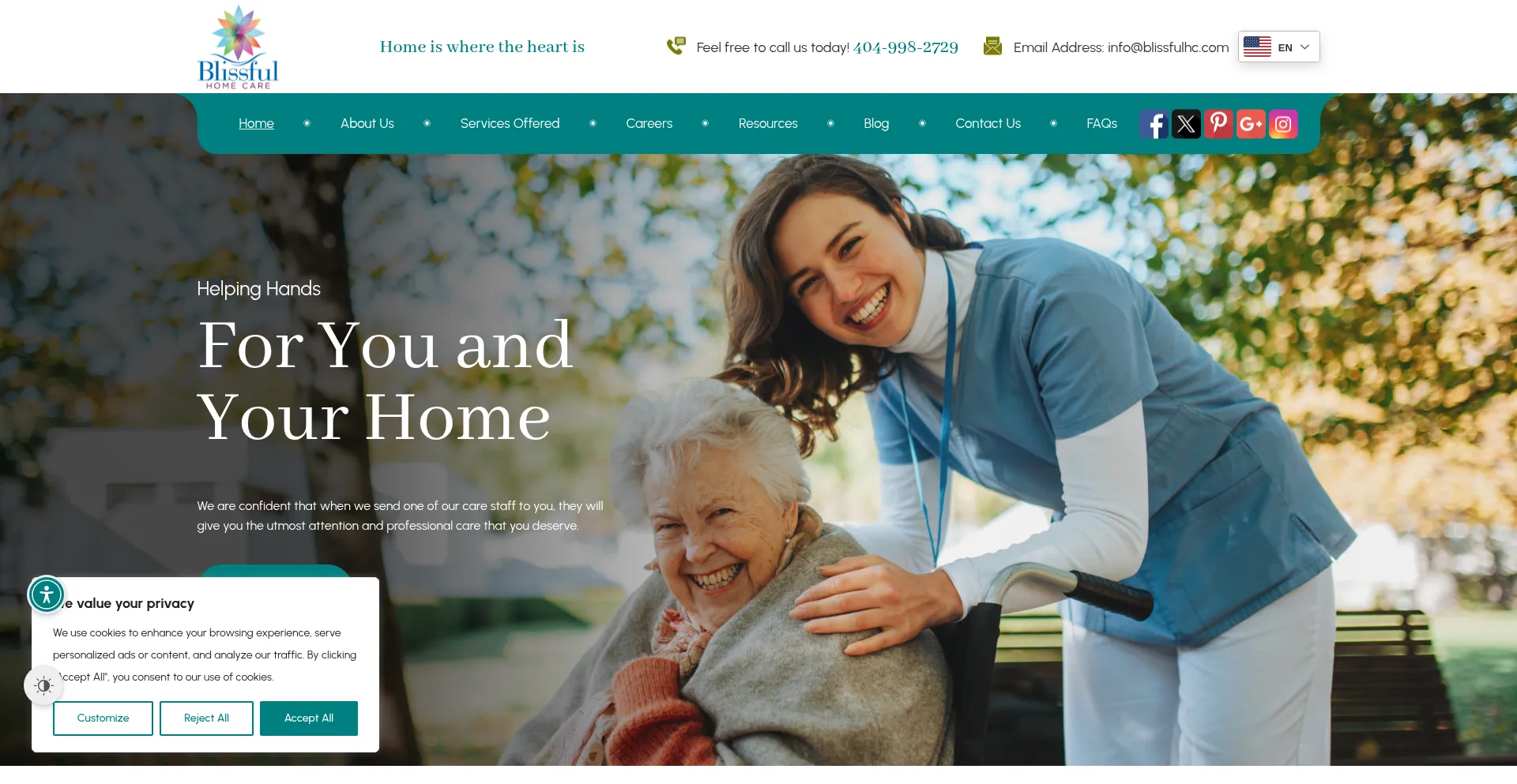 Website screenshot of Blissfulhc.com