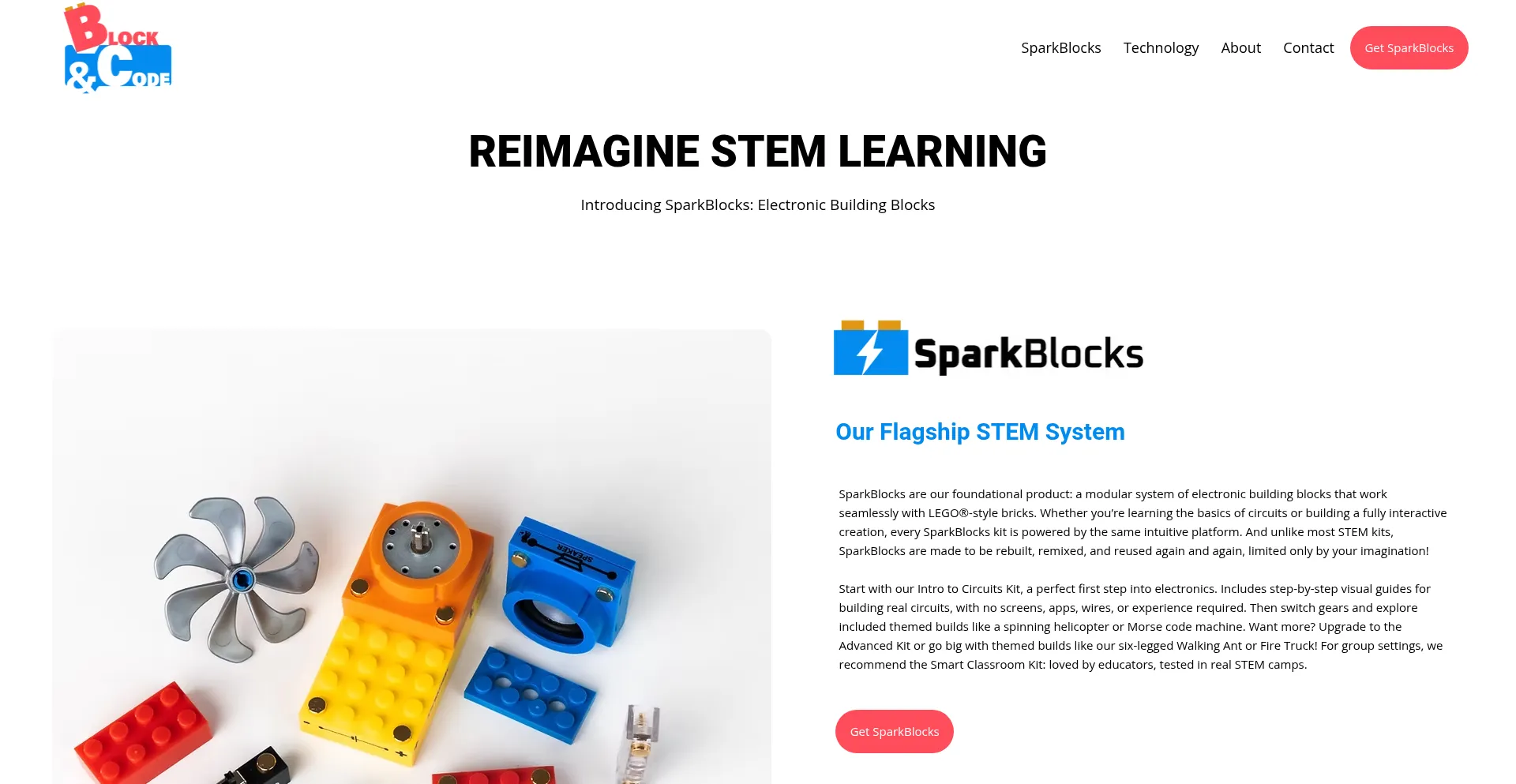 Website screenshot of Blockandcode.com