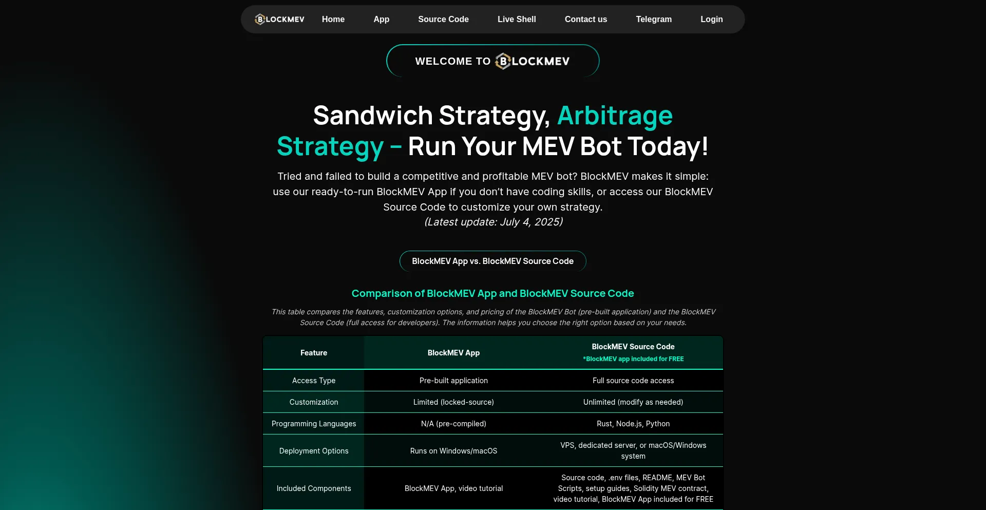 Website screenshot of Blockmev.com