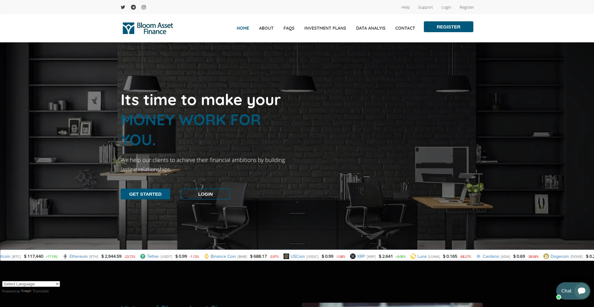 Website screenshot of Bloomassetfinance.com