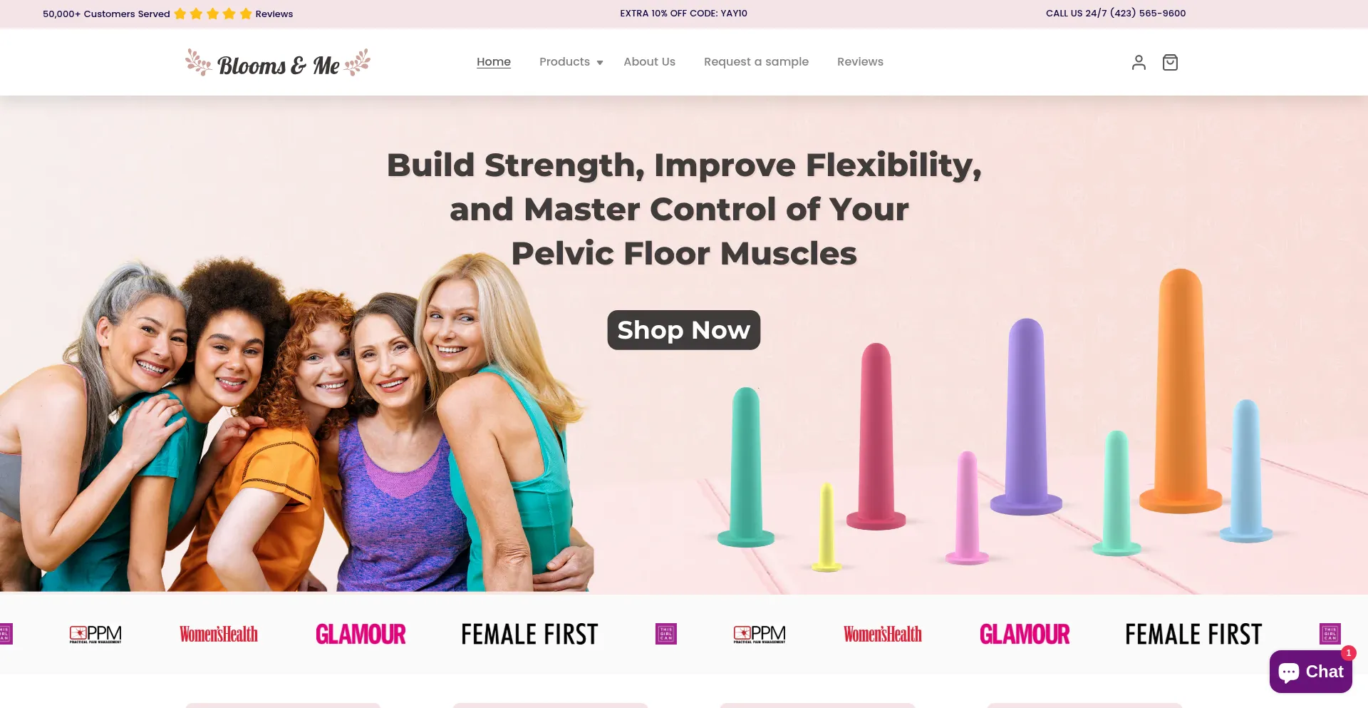Website screenshot of Bloomsandme.com