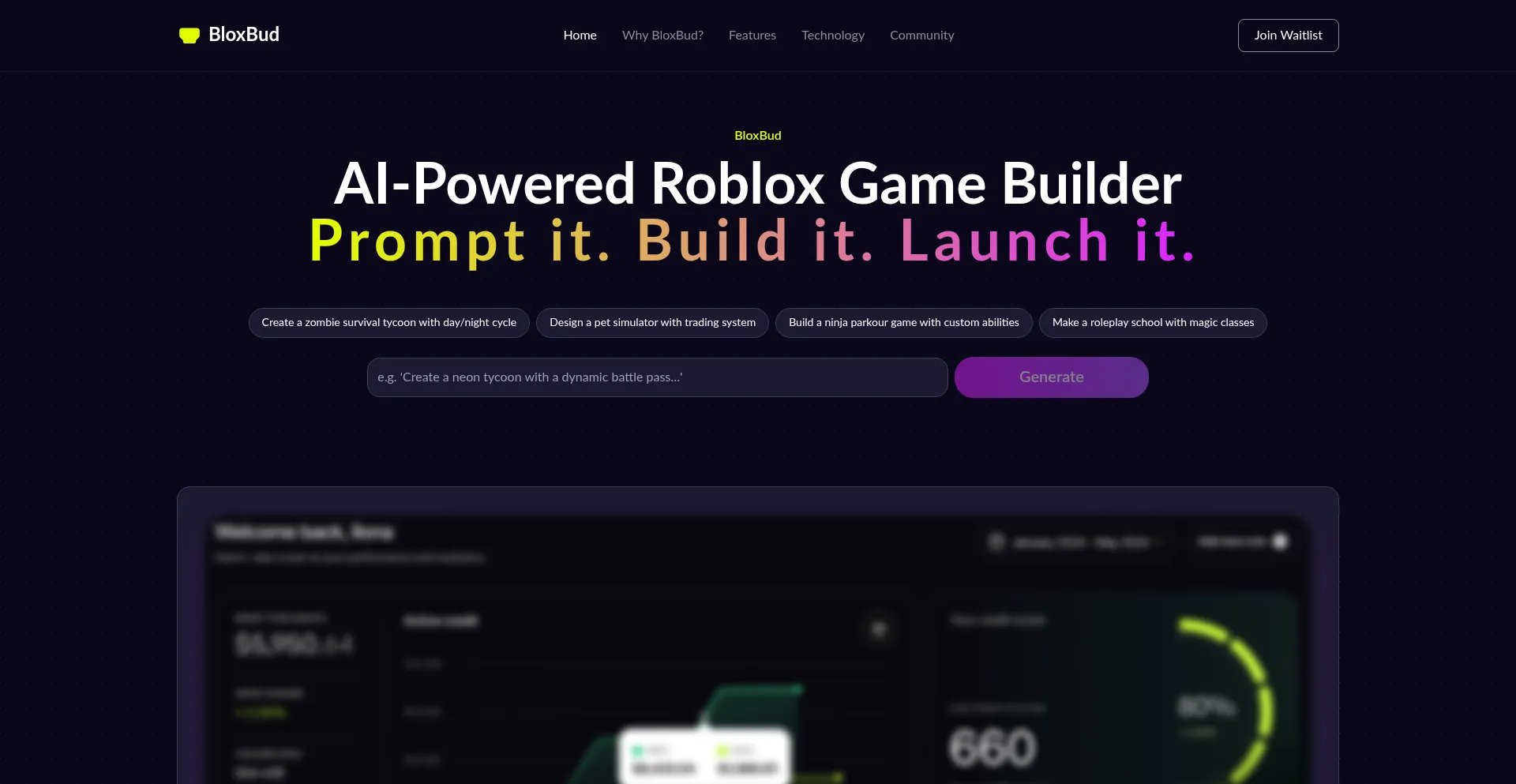 Website screenshot of Bloxbud.com