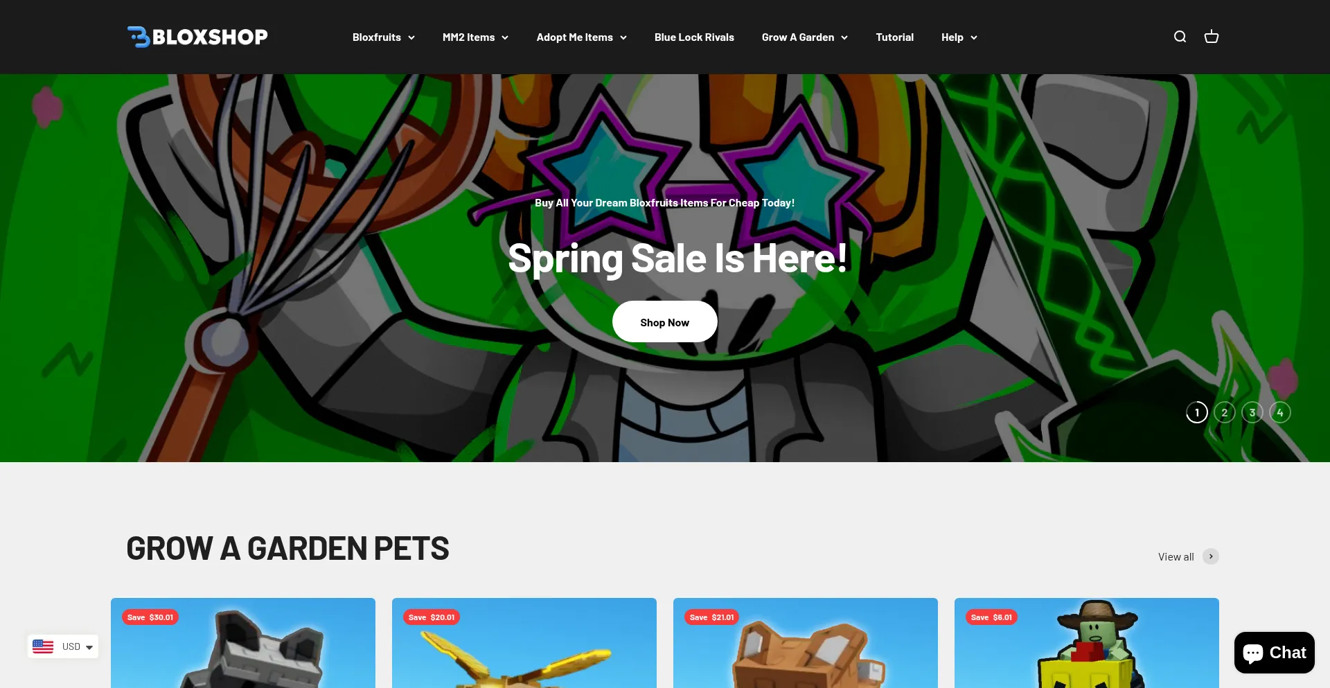 Website screenshot of Bloxshop.org