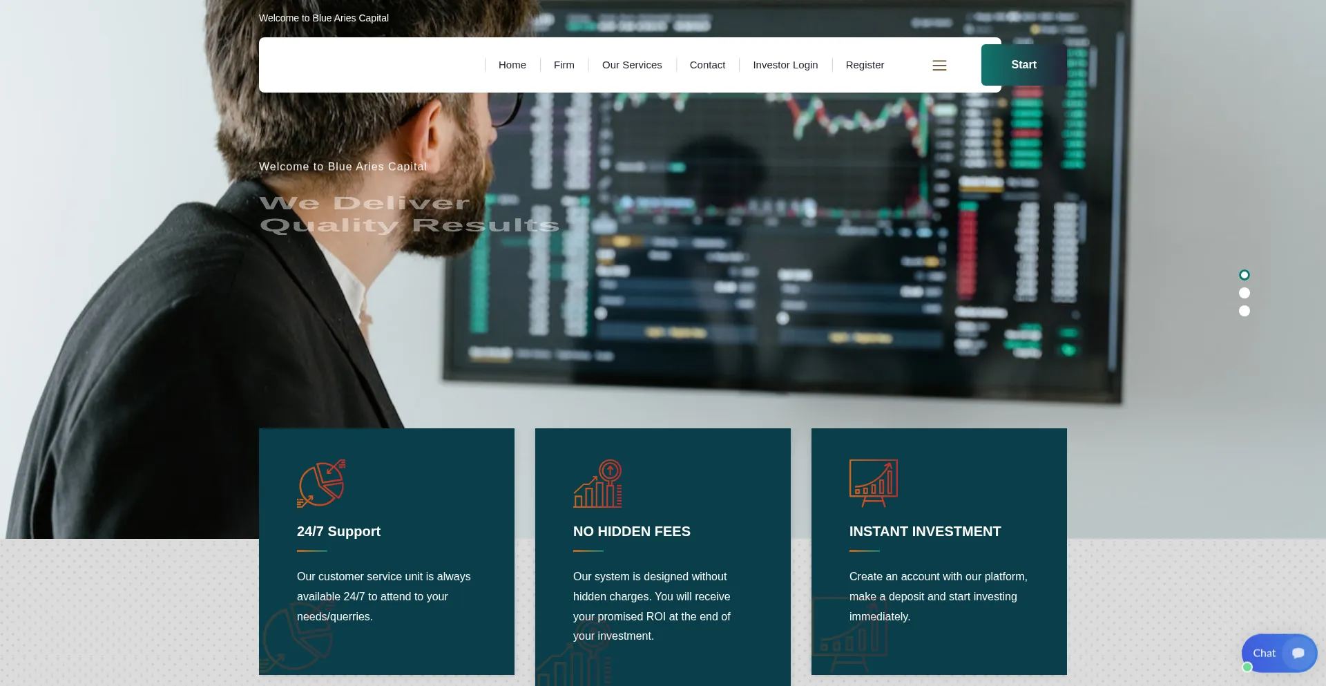 Website screenshot of Blueariescapital.com