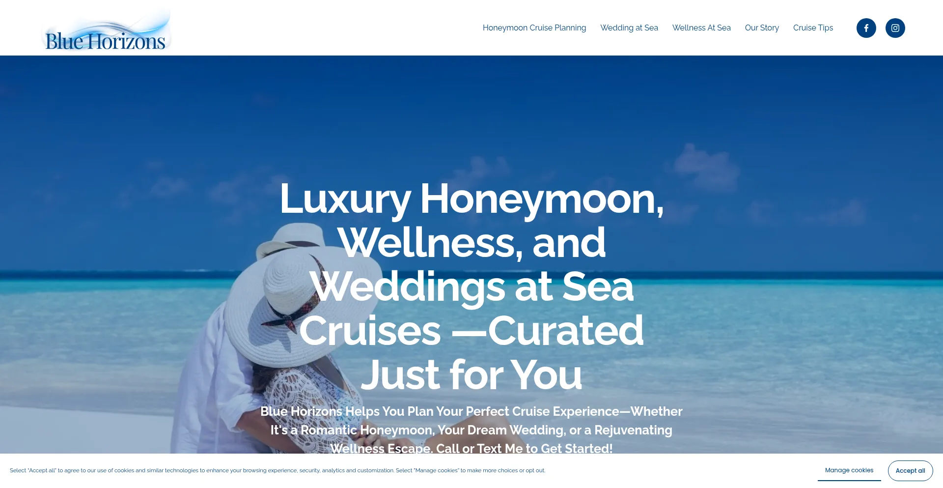 Website screenshot of Bluehorizonscruises.com
