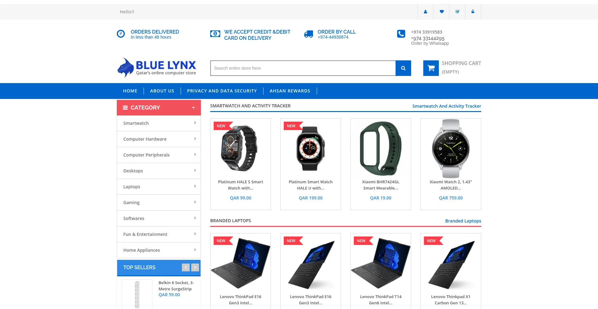 Website screenshot of Bluelynxonline.com