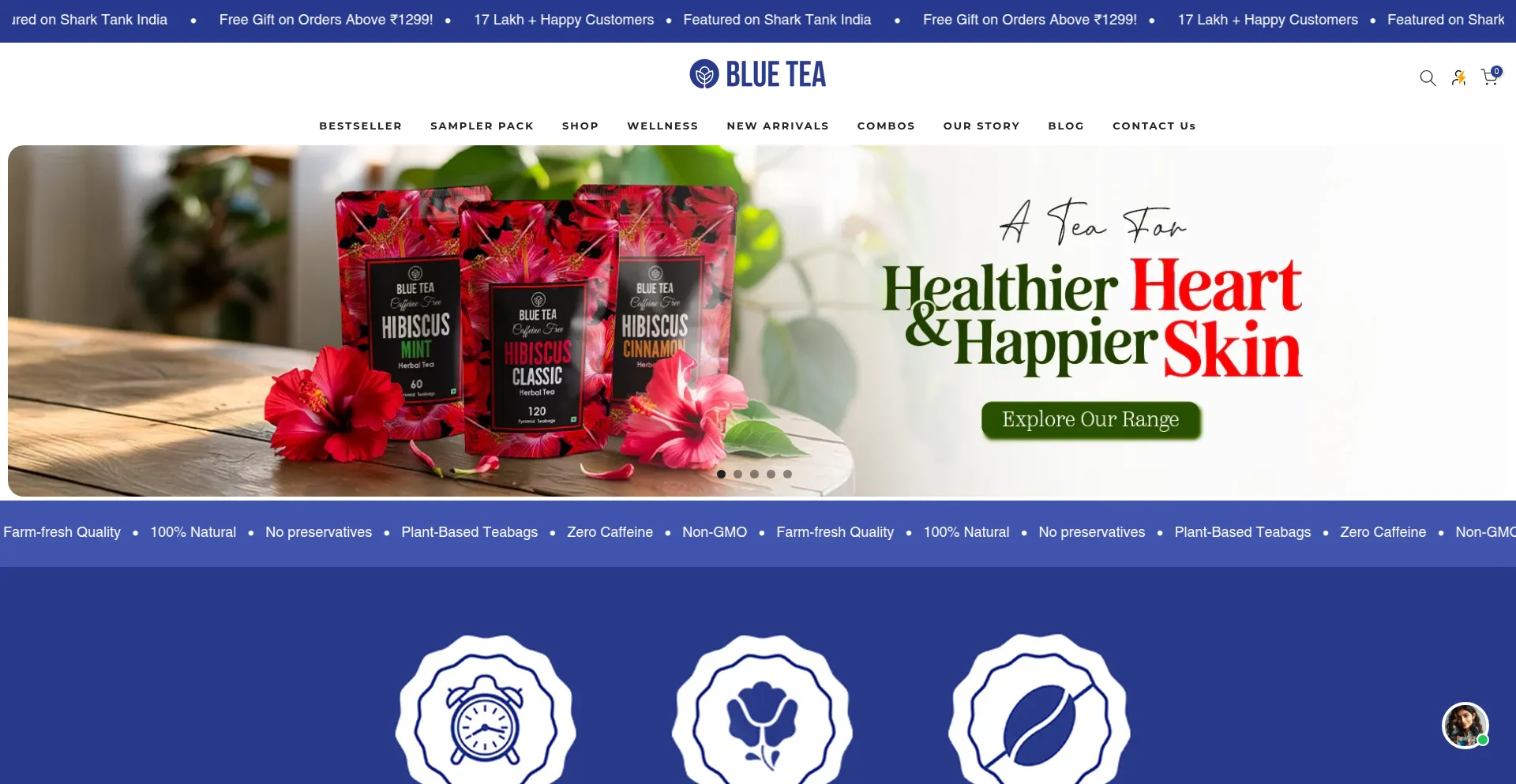 Website screenshot of Bluetea.co.in