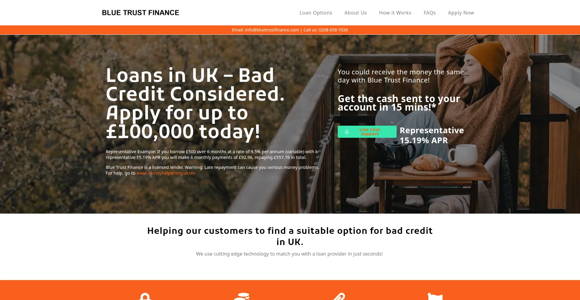Website screenshot of Bluetrustfinance.com