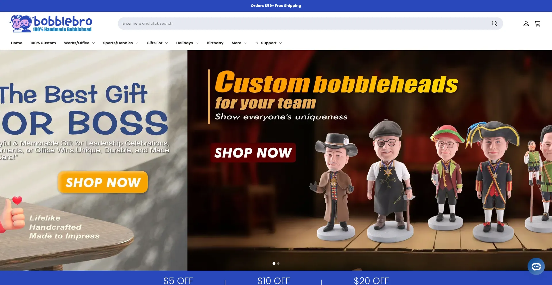 Website screenshot of Bobblebro.com