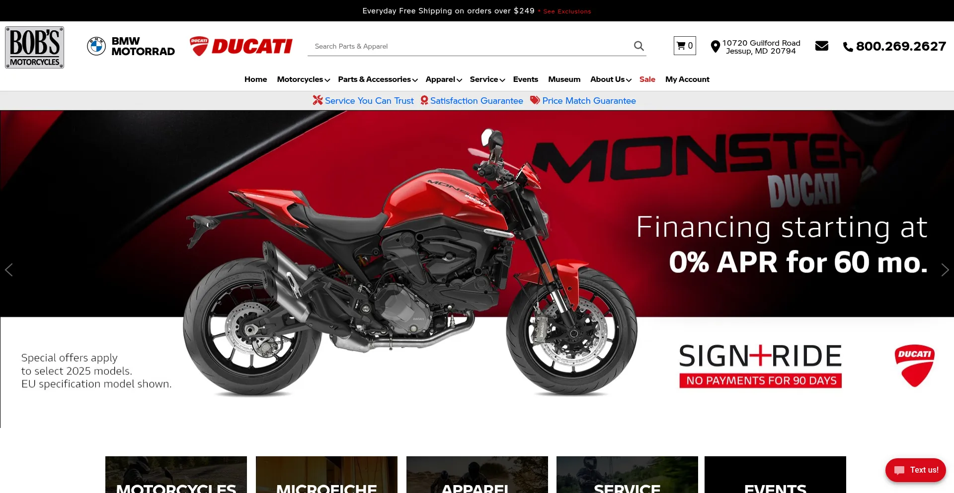 Website screenshot of Bobsmotorcycles.com