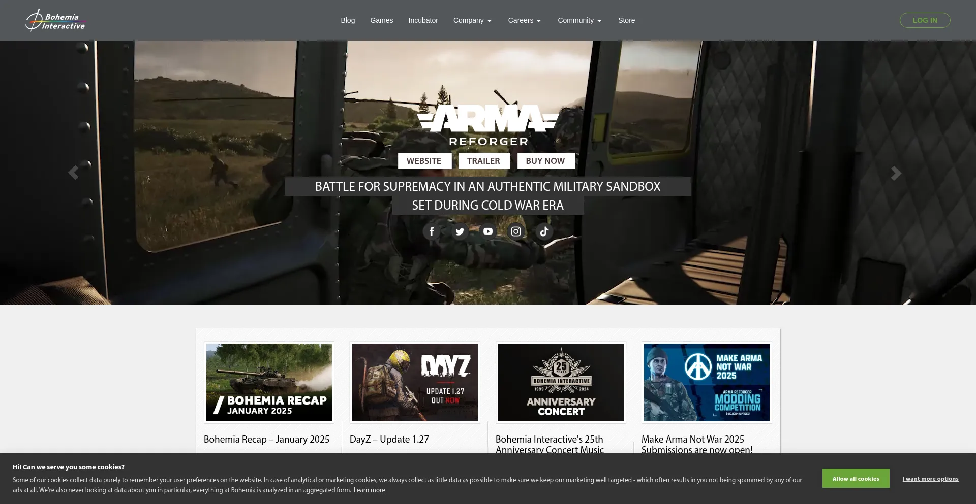 Website screenshot of Bohemia.net