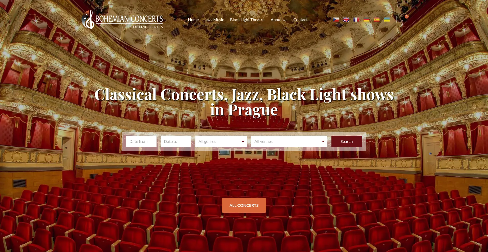 Website screenshot of Bohemianconcerts.com