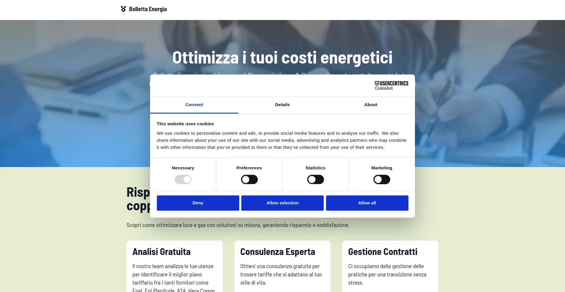 Website screenshot of Bollettaenergia.com