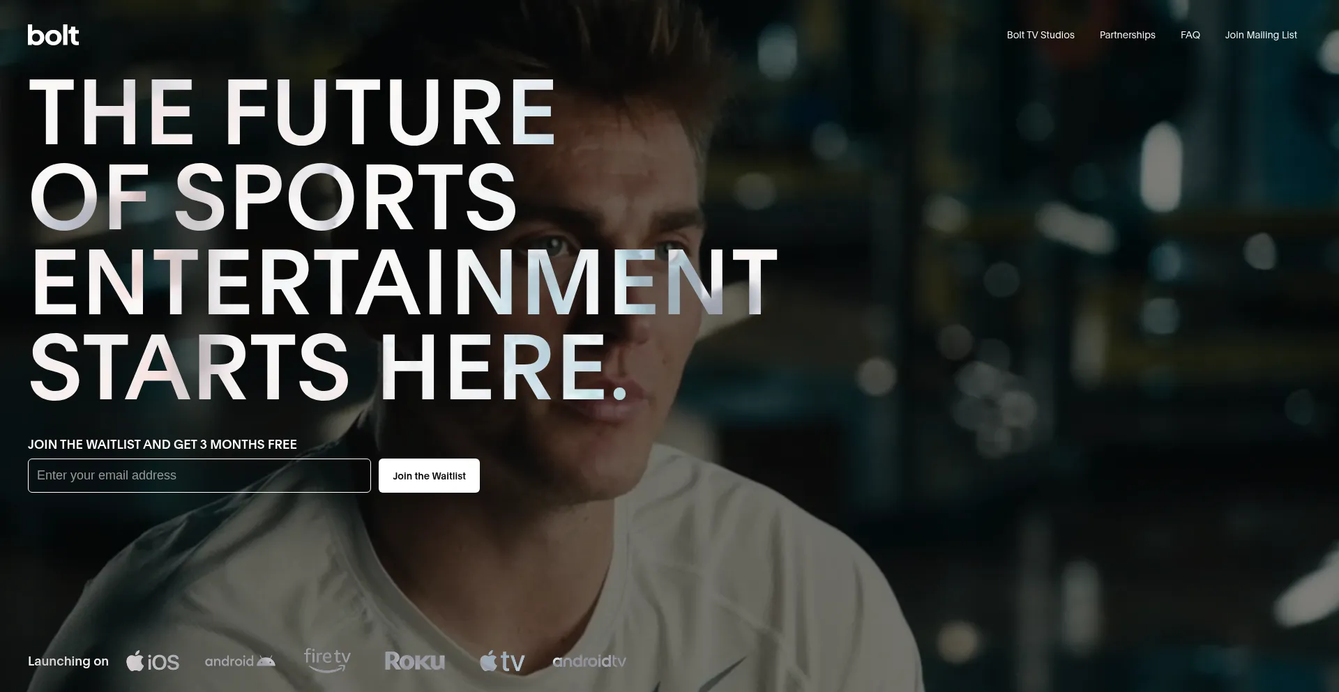 Website screenshot of Bolt.tv
