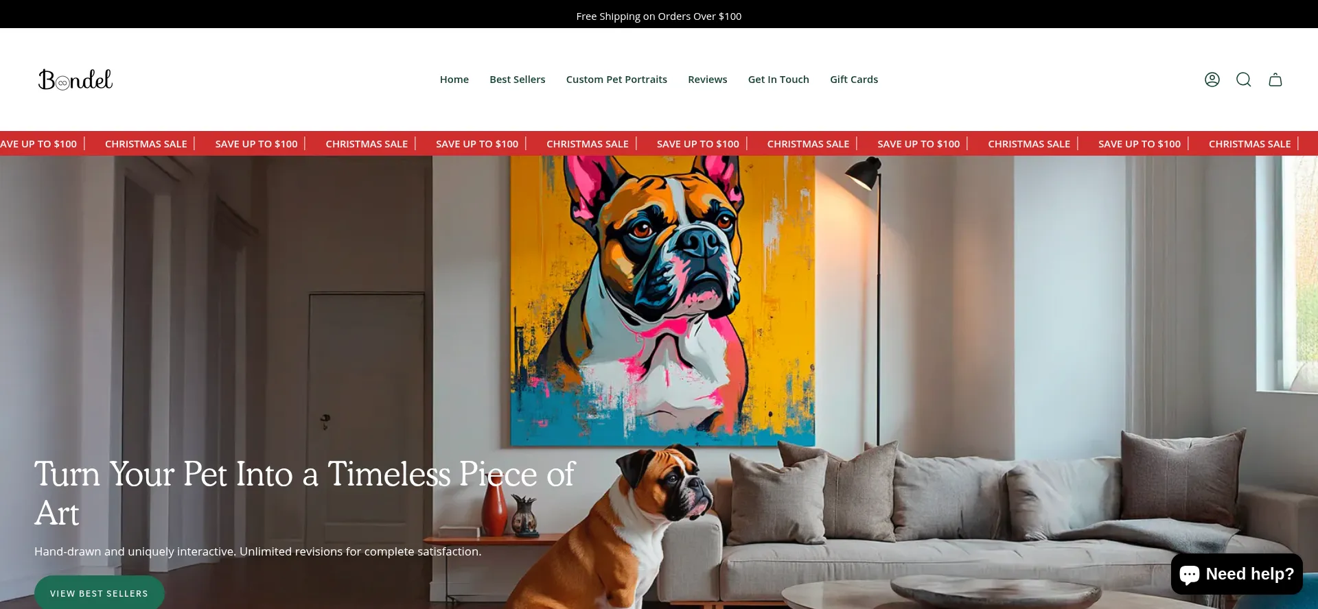 Website screenshot of Bondel.co