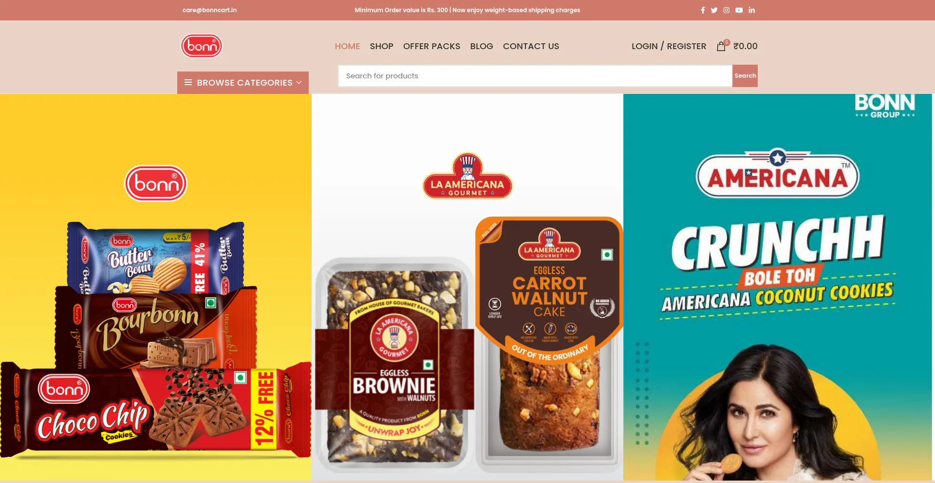 Website screenshot of Bonncart.in