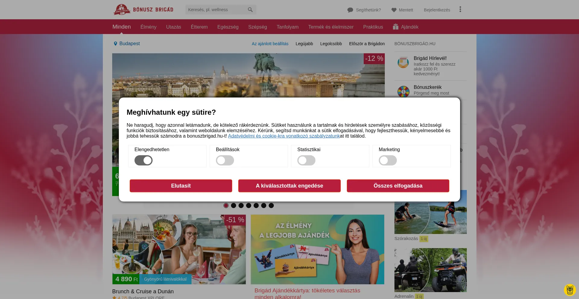 Website screenshot of Bonuszbrigad.hu