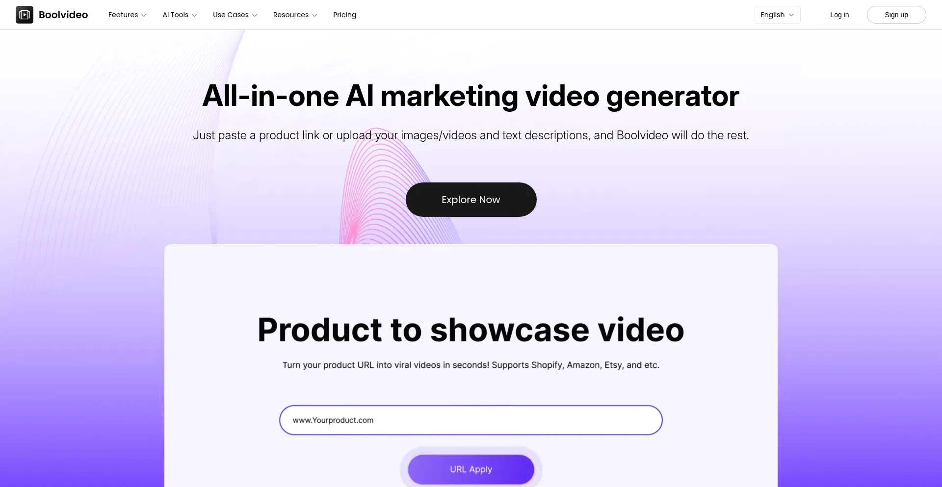 Website screenshot of Boolv.video