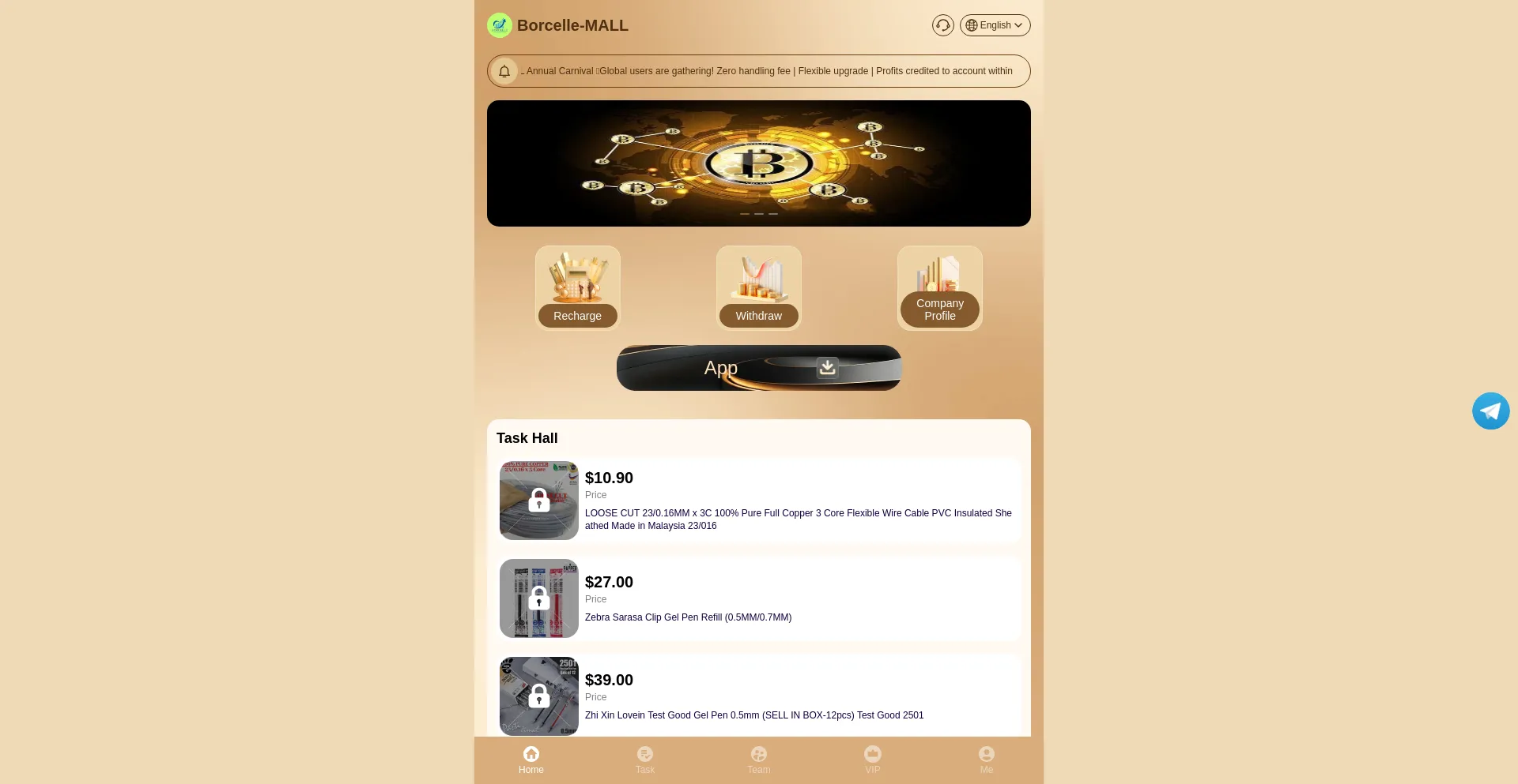 Website screenshot of Borcelle-vip.com
