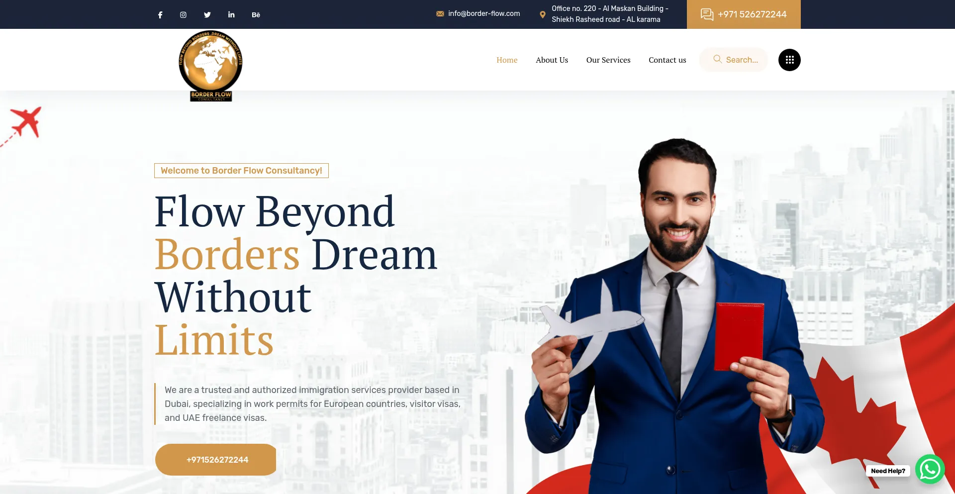Website screenshot of Borderflow.ae