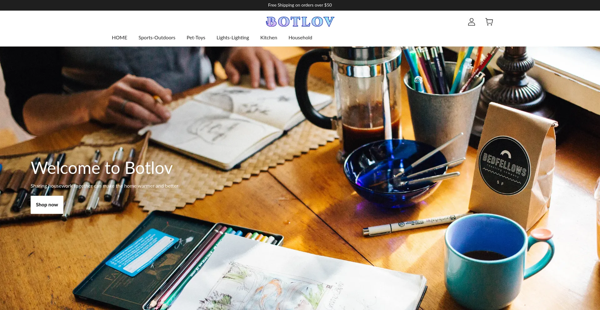 Website screenshot of Botlov.shop