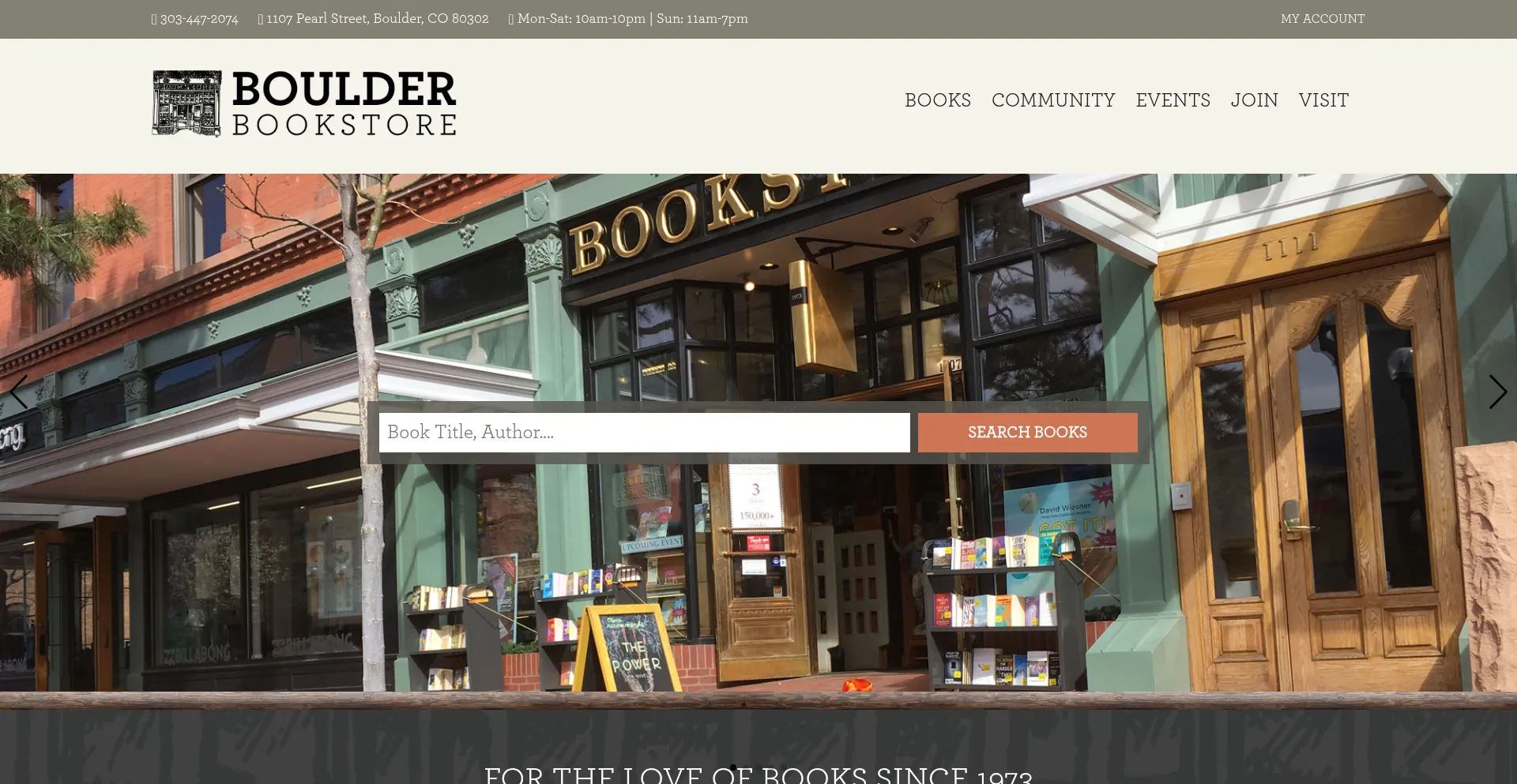 Website screenshot of Boulderbookstore.net