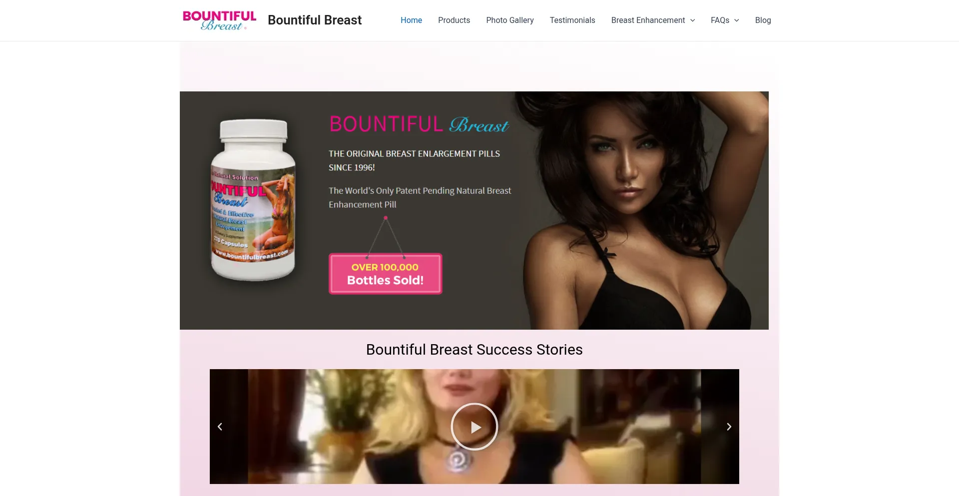Website screenshot of Bountifulbreast.com