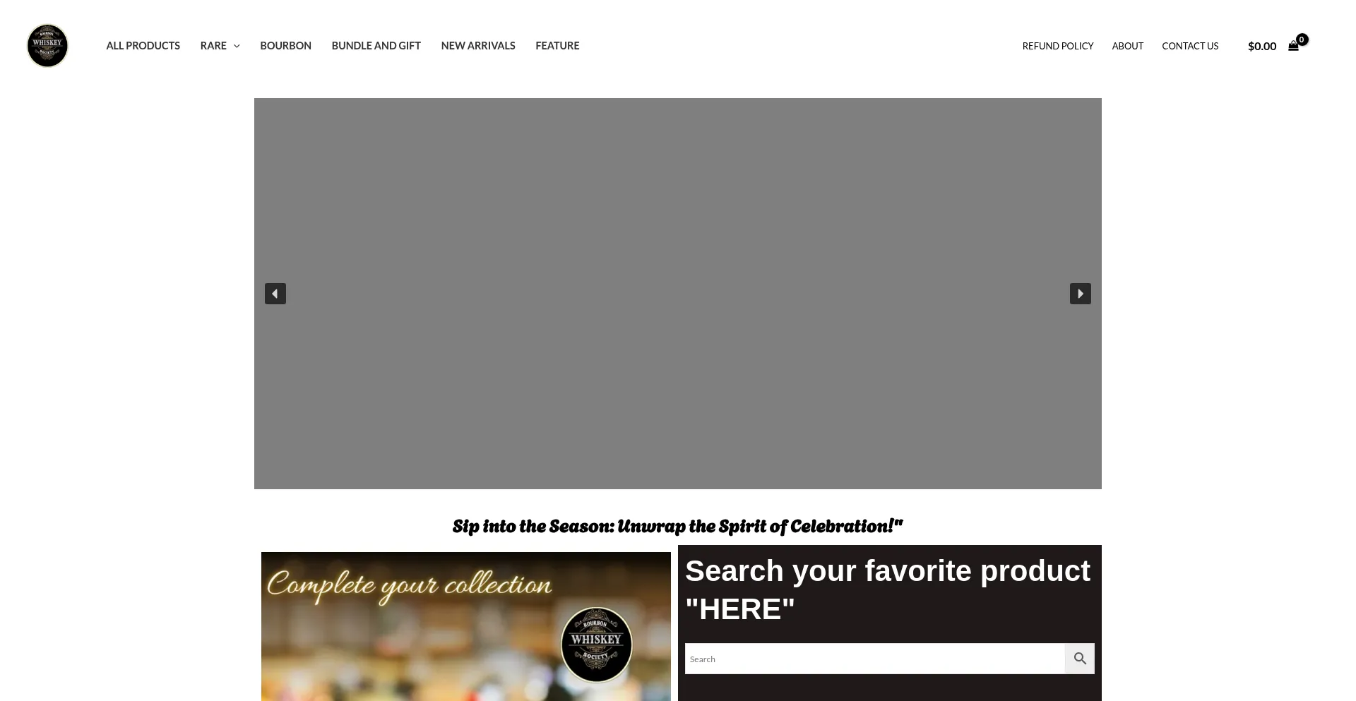 Website screenshot of Bourbonwhiskeysocietty.com