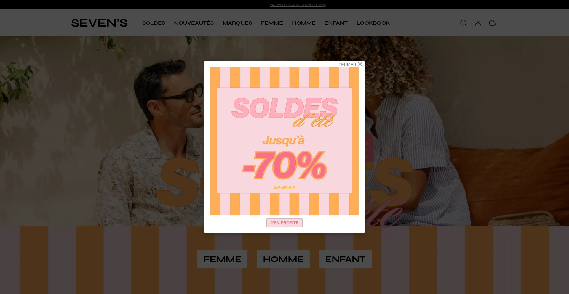 Website screenshot of Boutiques-sevens.com