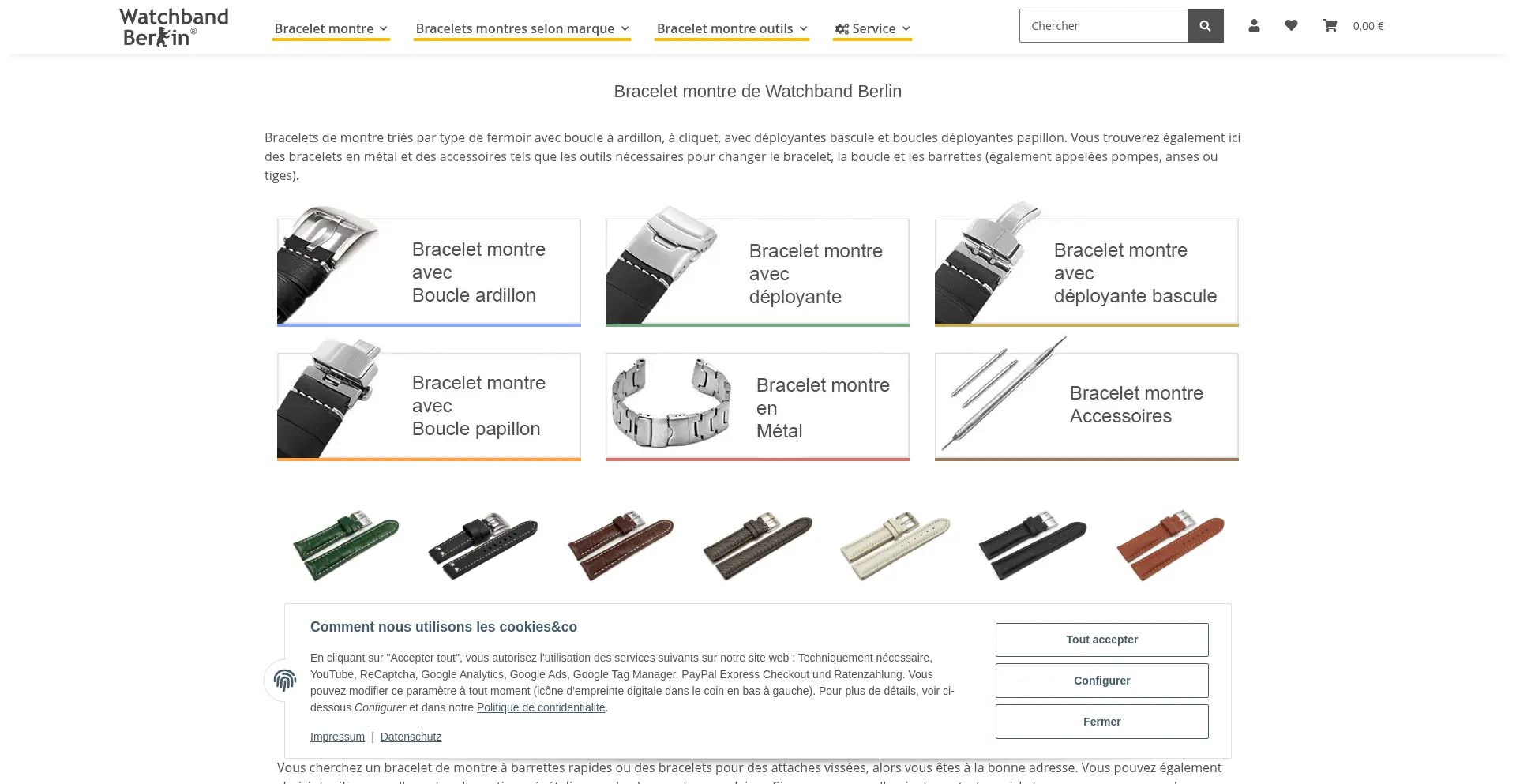 Website screenshot of Bracelet-montre.eu