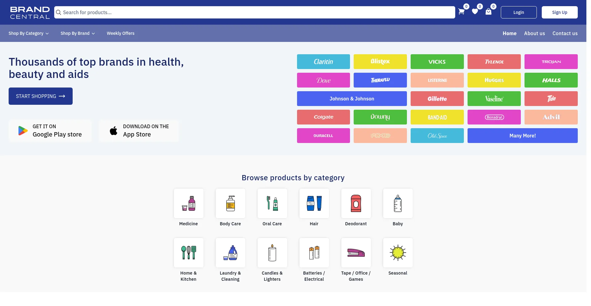 Website screenshot of Brandcentralwholesale.com