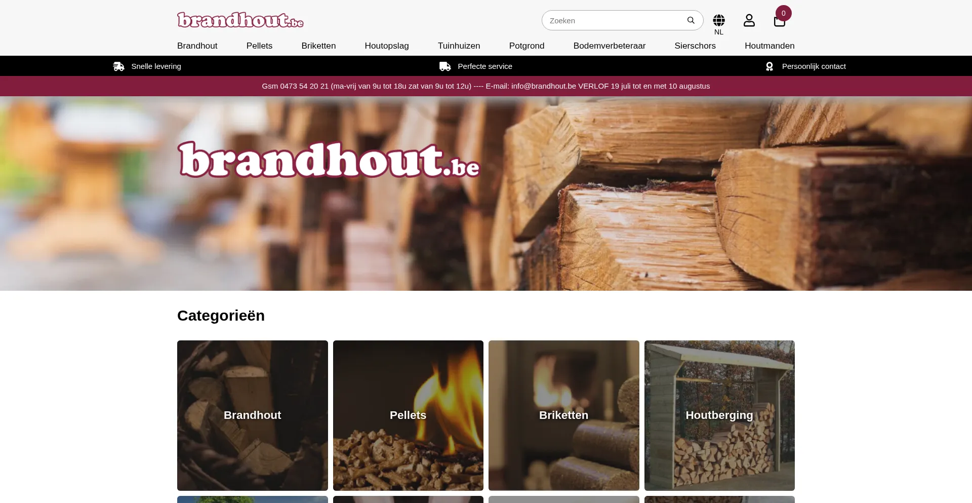 Website screenshot of Brandhout.be