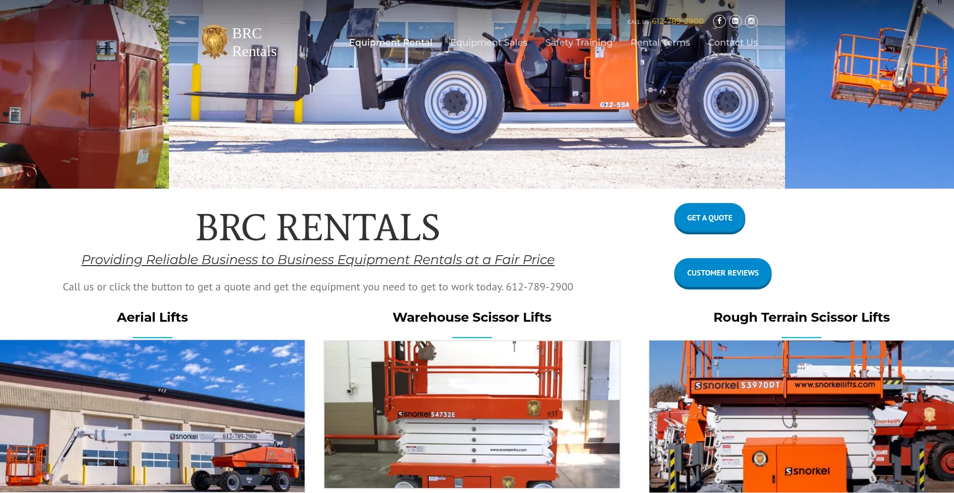 Website screenshot of Brcrentals.com
