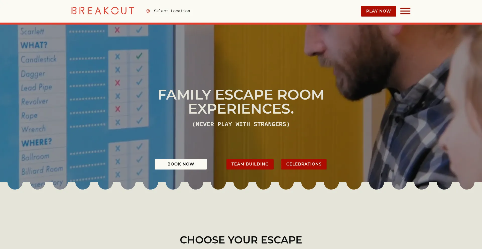 Website screenshot of Breakoutgames.com