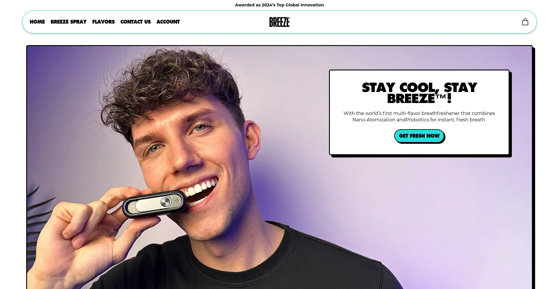 Website screenshot of Breathbreeze.com