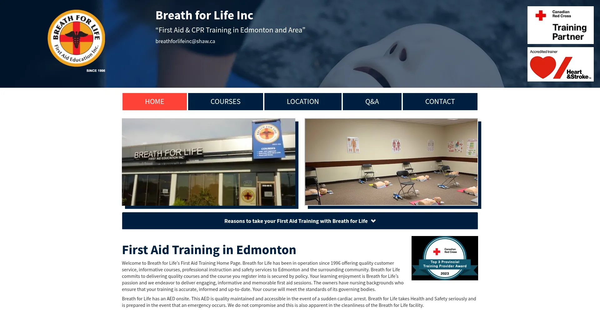 Website screenshot of Breathforlifeinc.com