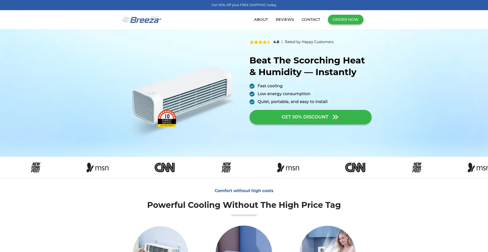 Website screenshot of Breezamaxshop.com