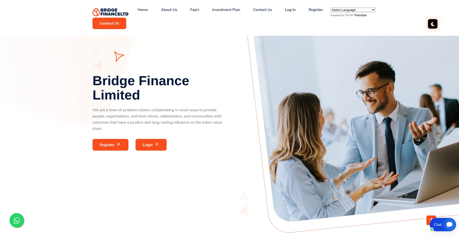 Website screenshot of Bridgefinanceltd.com