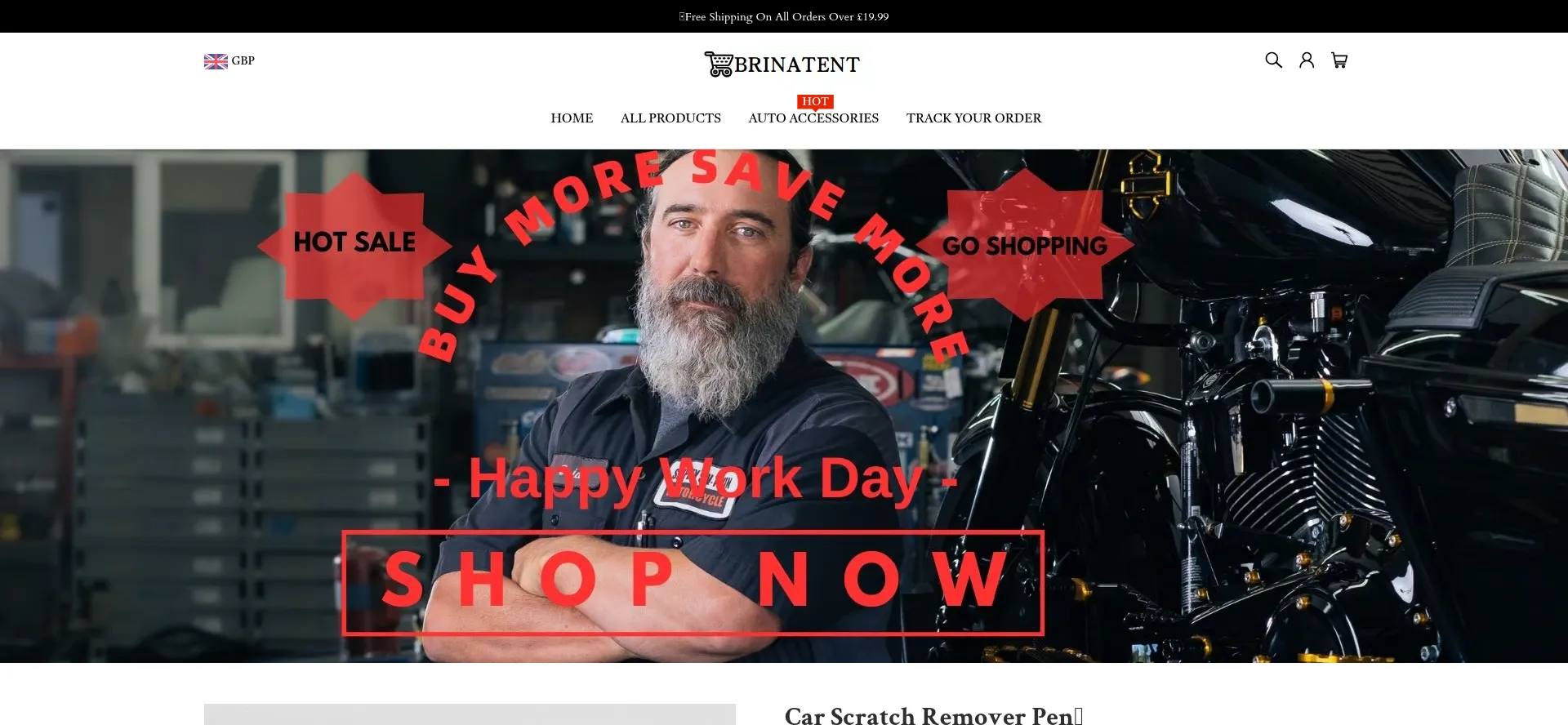 Website screenshot of Brinatent.co.uk
